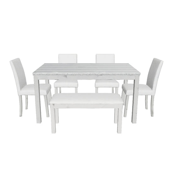 Oakridge Modern Wooden Dining Table with Bench, 6 Seater 3D model