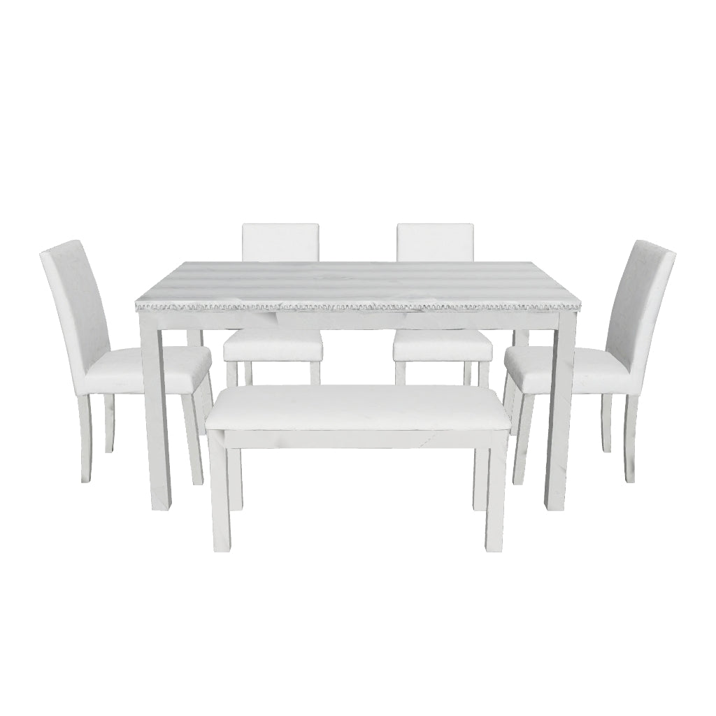 Oakridge Modern Wooden Dining Table with Bench, 6 Seater 3D model