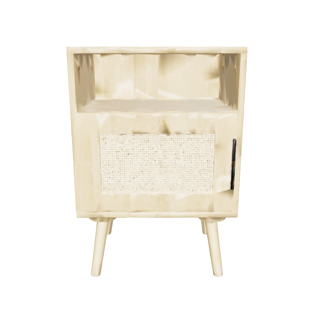 Somerset Mid-Century Calista Rattan Nightstand with Door and Open Shelf 3D model